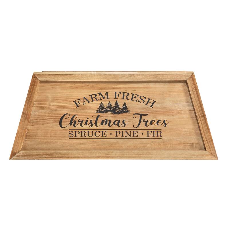 Glitzhome 26"L Wooden Trapezoid Farm Fresh Christmas Tree Collars