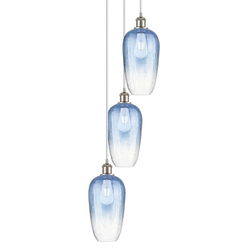 Innovations Lighting 113B-3P-46-14 Brookhaven Flute Pendant Brookhaven - Brushed Satin Nickel / Sapphire Blue