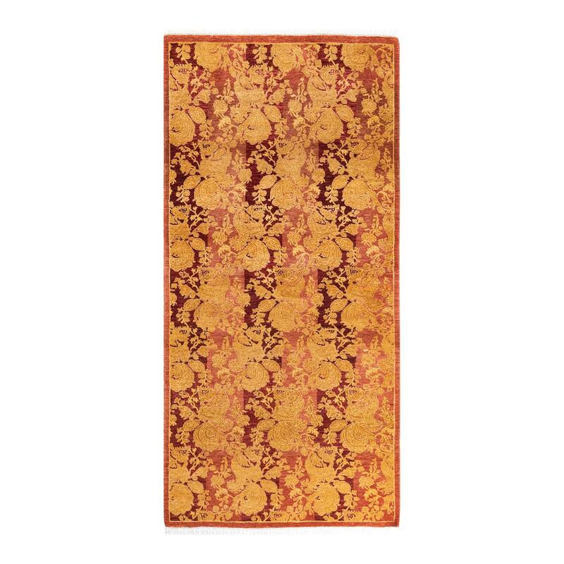 Overton Handknotted Wool Traditional Abstract Pink Runner - Rose - Runner