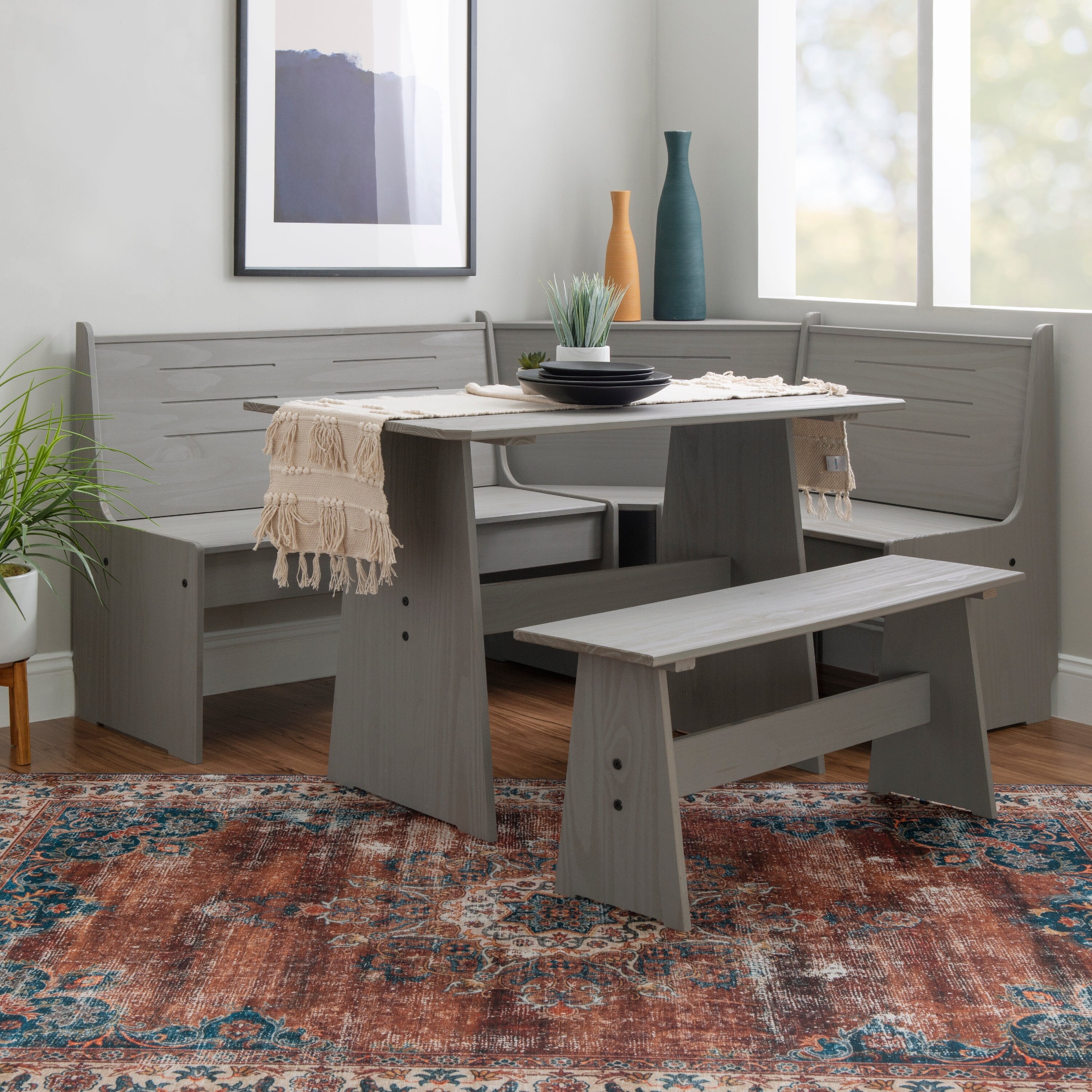 Corner kitchen table with top bench and storage