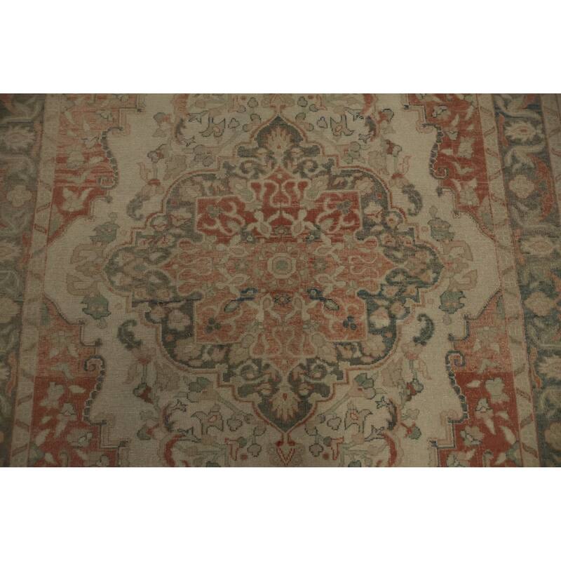 Hand Knotted Oriental 100% Wool Carpet Traditional Floral Beige & Ivories Ziegler Area Rug - 10' 7'' X 4' 11''