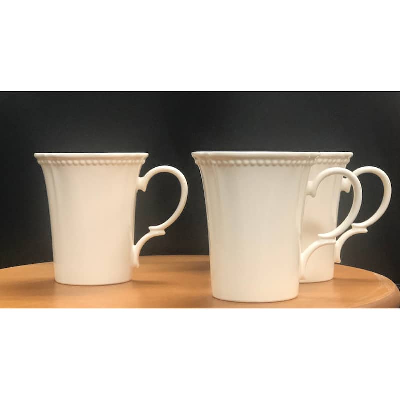 Red Vanilla Pinpoint White Mug 14oz Set/4