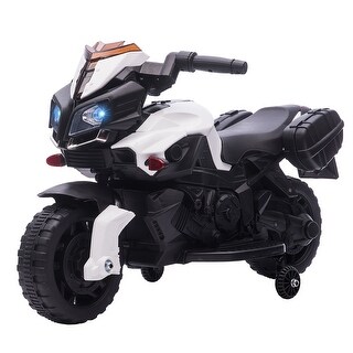 Kids Electric Ride-On Motorcycle with Training Wheels, Headlights, Horn, and 1.86 mph Speed