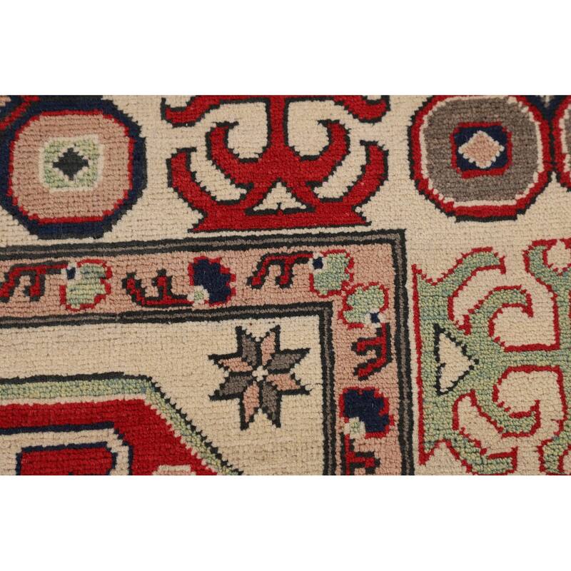 Geometric Kazak Area Rug Handmade Oriental Bedroom Wool Carpet - 6'6" x 9'7"