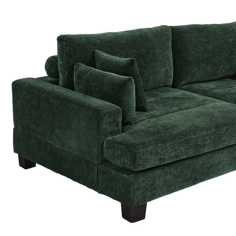 88"W 3-Seater Sofa Chenille Upholstered Couch Modern Loveseat Sofa Wooden Frame Sofa for Living Room