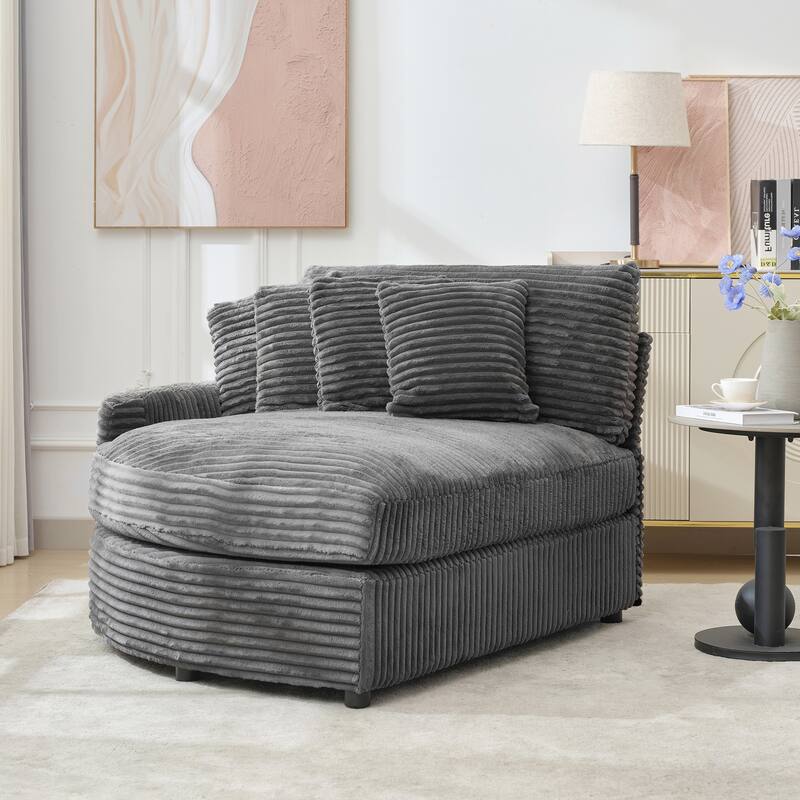 Oversized Fan-shaped Corduroy Couch, 2-piece Sectional Sofa with 4 & 8 Throw Pillows