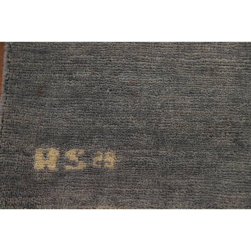 Gray Gabbeh Modern Area Rug Handmade Wool Carpet - 4'9" x 6'4"