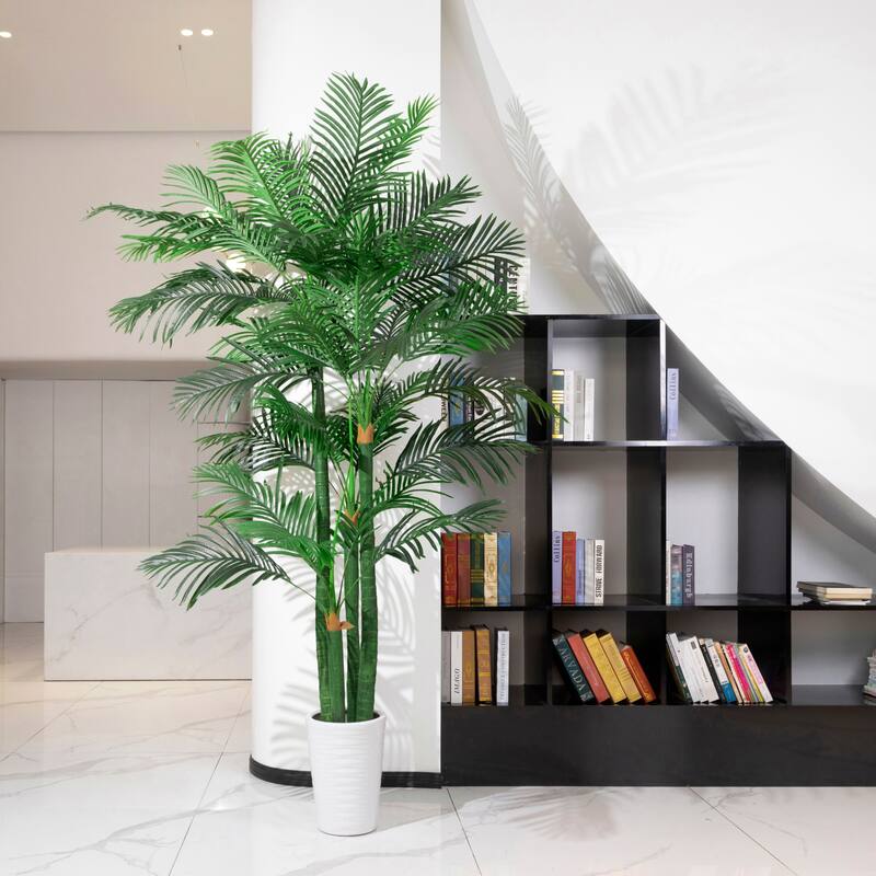 8FT Artificial Golden Cane Palm Tree, Fake Palm Tree - 8FT