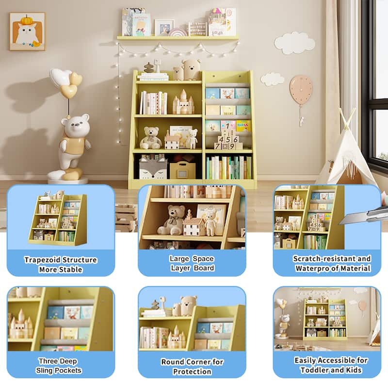 Wooden Toy Storage Organizer Cabinet Kids Bookshelf Children Bookcase