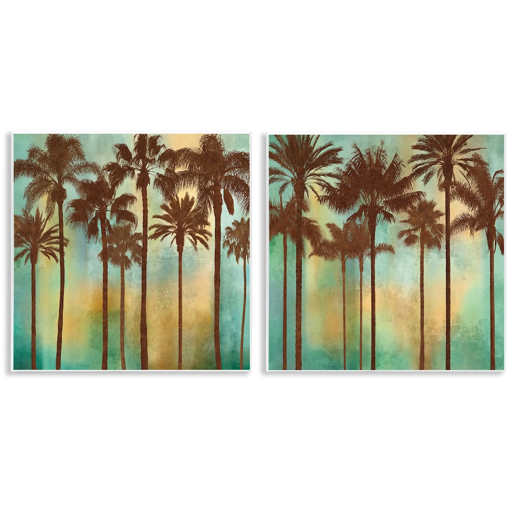 Stupell Palms on Blue & Orange Wall Plaque Art Design By John Seba (Set of 2)