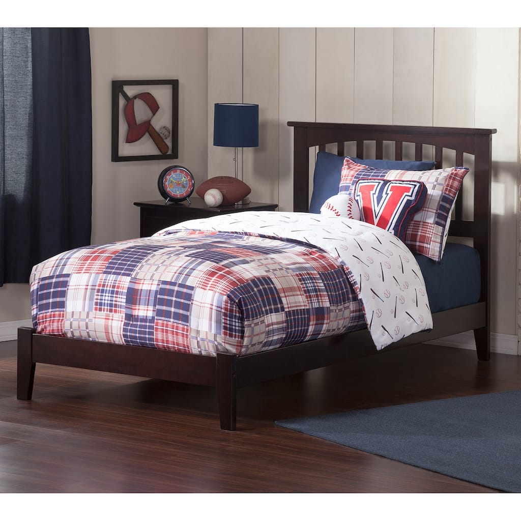 Mission Twin XL Foundation Bed Frame with USB Charging Station in Espresso