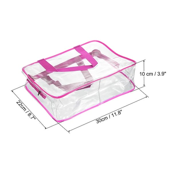 dimension image slide 3 of 4, 2Pcs Clear Toiletry Bag Makeup Pouch with Zipper Handle - 11.8x3.9x8.7"