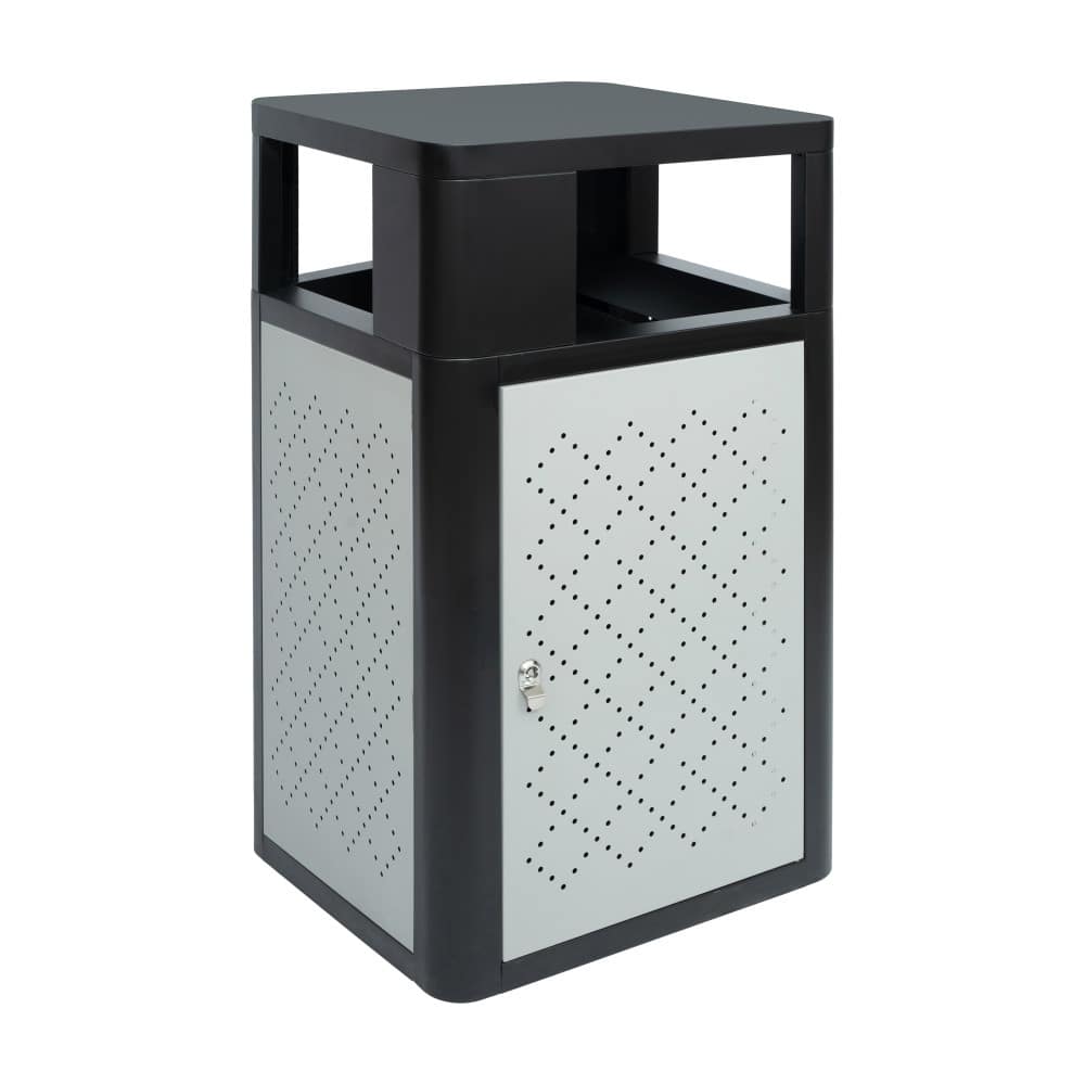 Commercial 31.4 GAL Steel Trash Can with Inner Bin, Locking Access Door