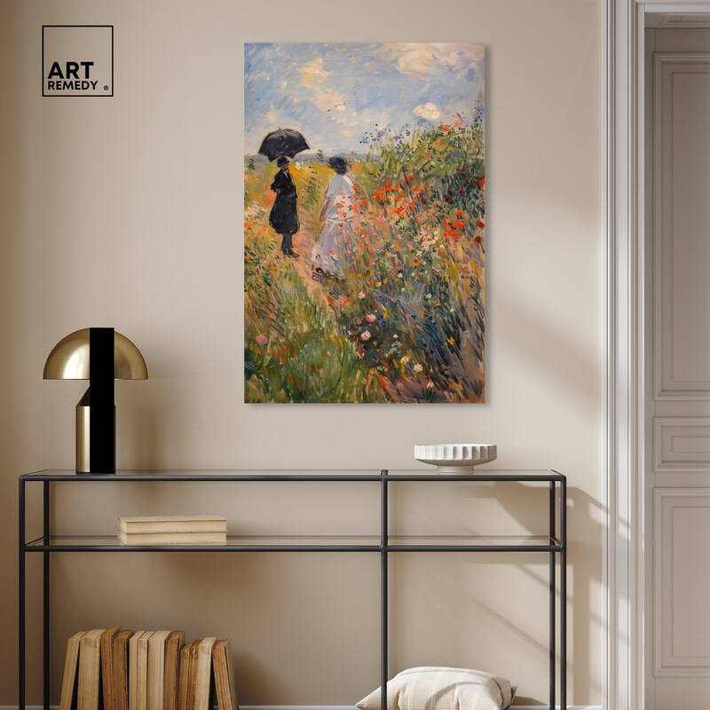 Art Remedy A Stroll Through The Flowers Gallery Wrapped Impressionism 1 Piece Canvas Wall Art