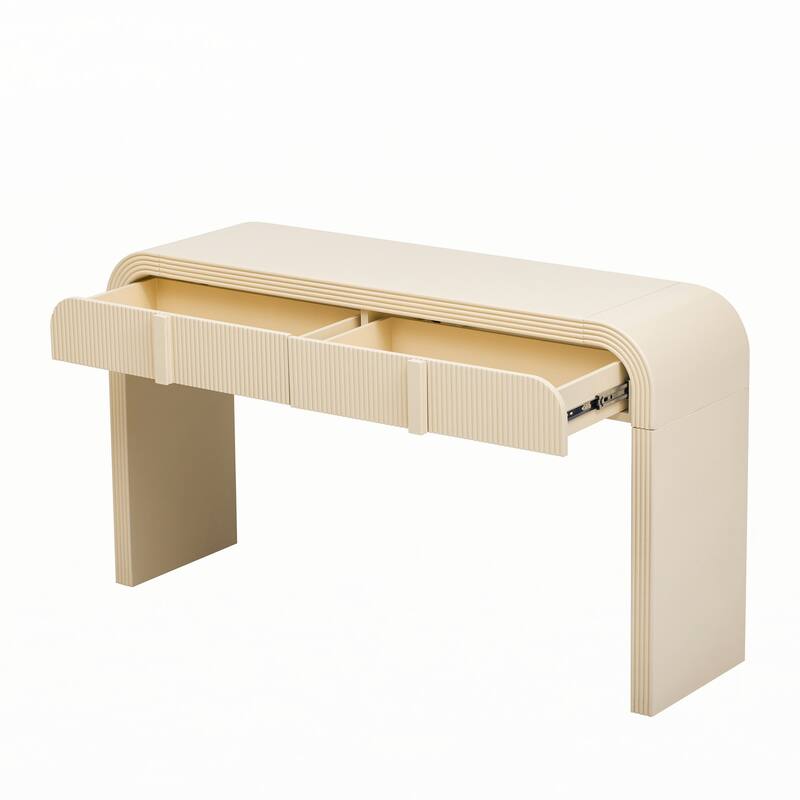 Modern Console Table with 2 Storage Drawers(Apricot Cream)