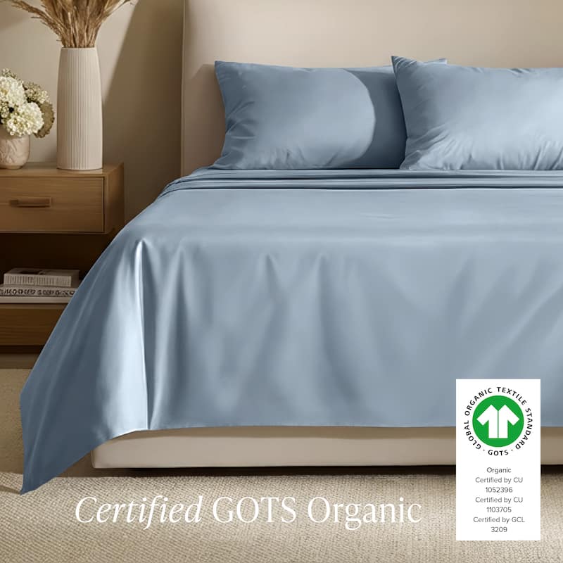 Bare Home Organic Cotton Sheet Set - Silky Smooth Sateen Weave