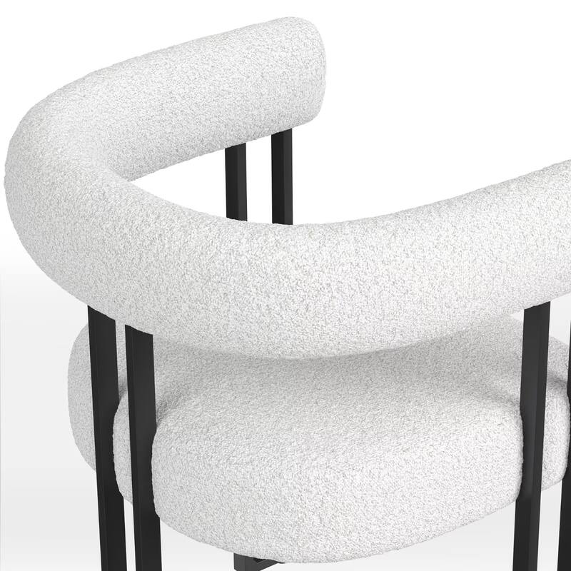 Upholstered Dining Arm Chairs with Metal Frame, Cushioned Seat & Back (Set of 2)