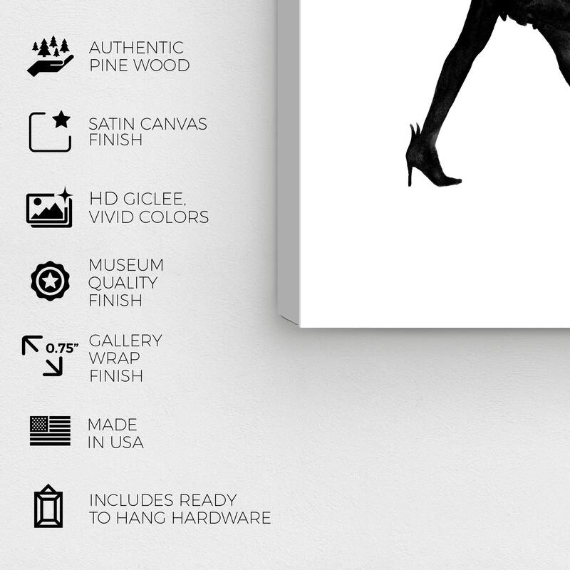 Wynwood Studio Canvas Fashion and Glam Inked Fashion Walk Black and Modern & Contemporary Wall Art Canvas Print