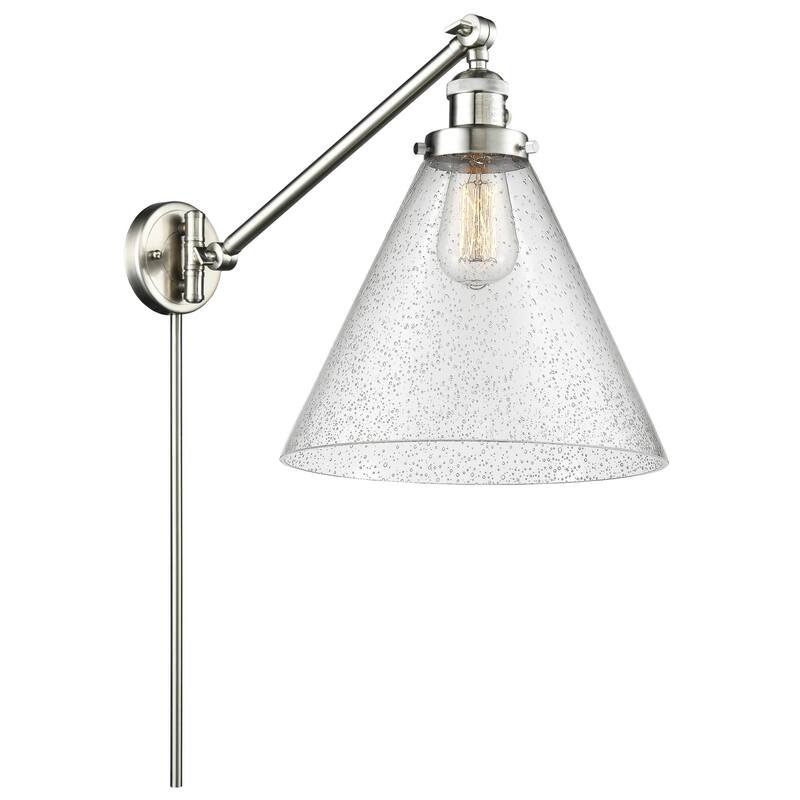 Innovations Lighting X-Large Cone Single Light 16" Tall Bathroom - Brushed Satin Nickel / Seedy