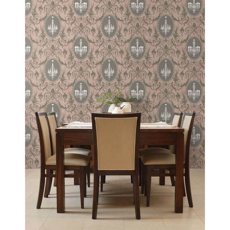 Seabrook Designs Melina Chandelier Cameo Unpasted Wallpaper