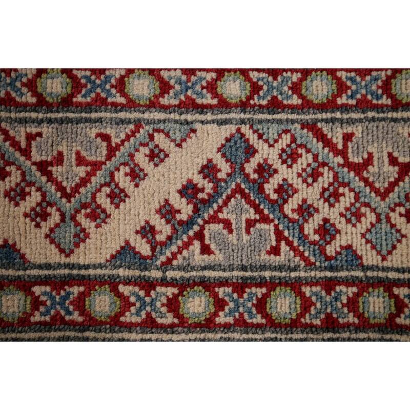 Traditional / Geometric Kazak Oriental Runner Rug Handmade Wool Carpet - 2'7" x 20'1"