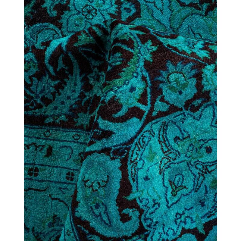 Overton Hand Knotted Wool Vintage Inspired Modern Contemporary Overdyed Blue Area Rug - 8' 1" x 8' 1"