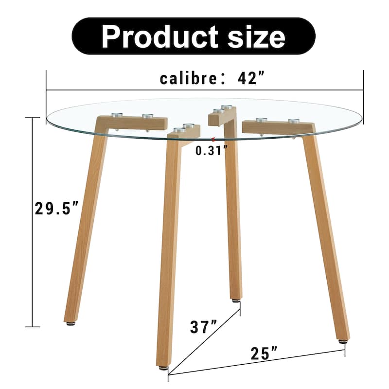 Modern simple style round transparent tempered glass table, tempered glass table top