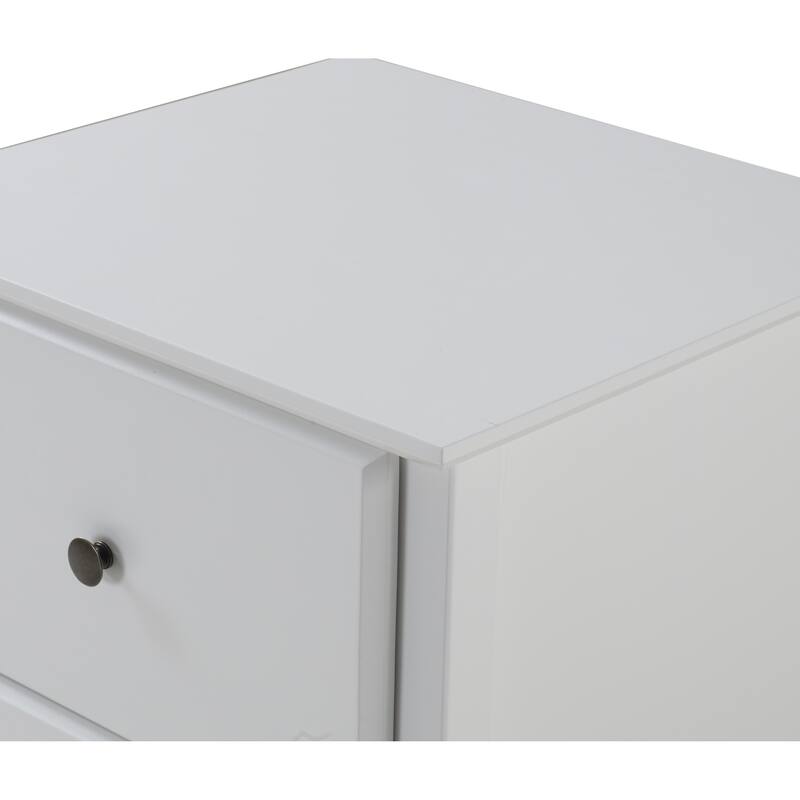 Shaker Style 2 Drawer Night Stand - White Finish