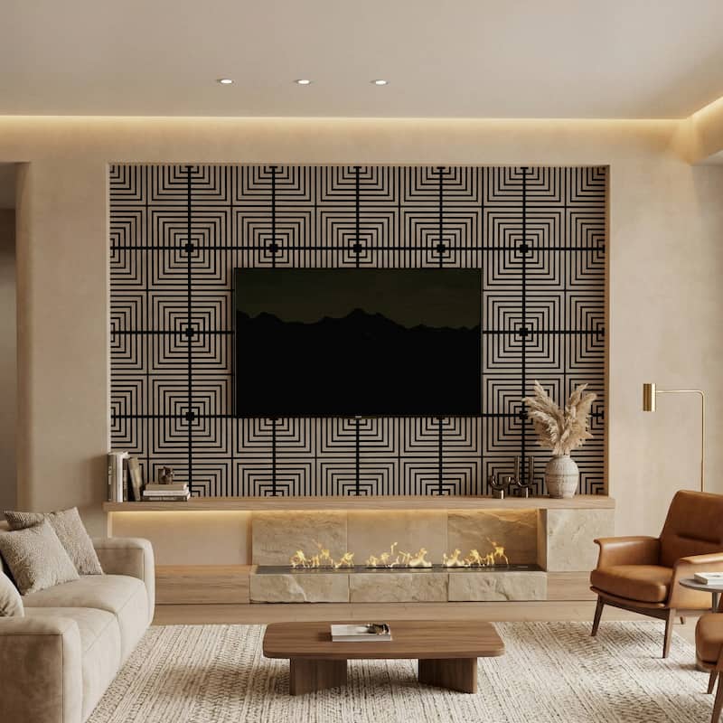 23.6" x 23.6" Wood Geometric Acoustic Wall Panels for Ceiling and Wall Decor, 4-Pack (15 sq ft)