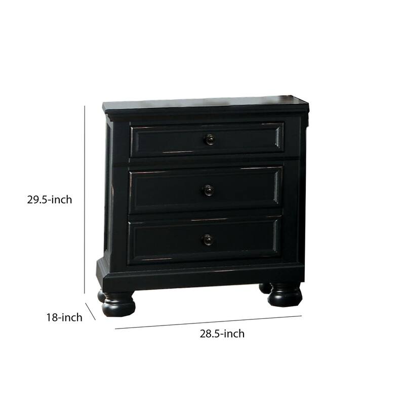 Black 2 Drawer 18 in. W Nightstand with Sturdy Hardware and Ample Storage