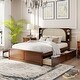 preview thumbnail 27 of 36, Queen Rattan Headboard Bed Frame with Storage Drawers and Pull-Out Trundle, Elegant Design, Durable Slat Support, White