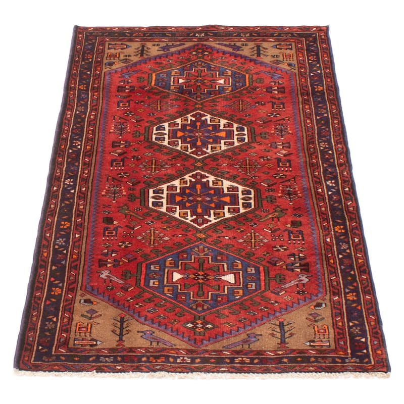 ECARPETGALLERY Hand-knotted Andelz Red Wool Rug - 3' 3" x 6' 4"