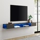 preview thumbnail 42 of 41, WAMPAT 70 inch Floating TV Shelf for Wall with LED Light for Living Room - 70 inch Black&Blue Light