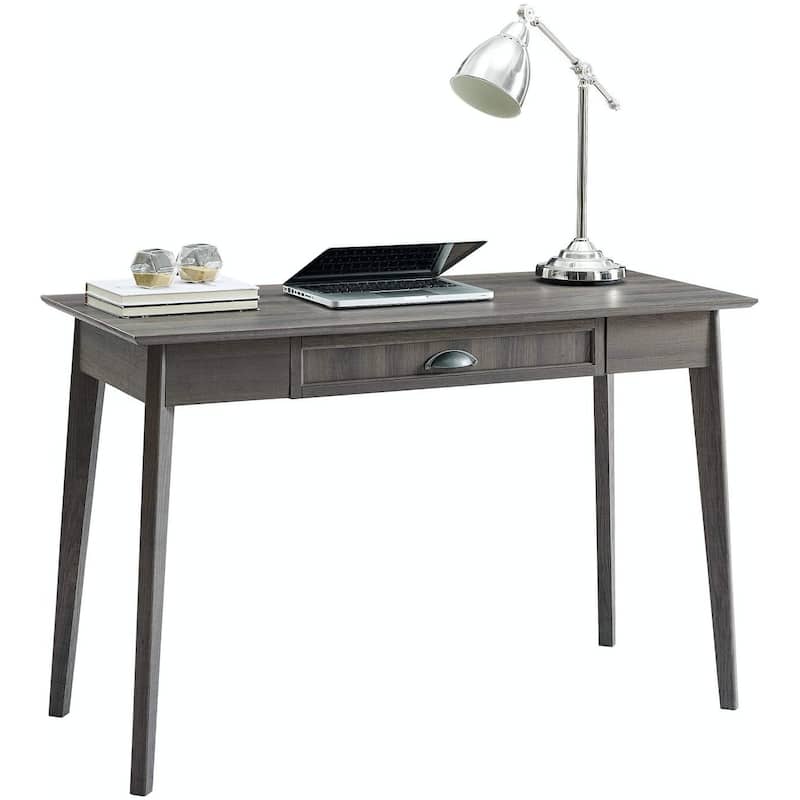 Caffoz Home Office Modern Writing Desk with Drawer and USB Hub - Smoked Oak