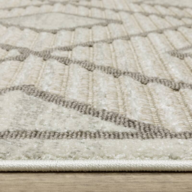 Style Haven Thassos Diamond Lattice Beige/ Brown Mixed Pile Area Rug