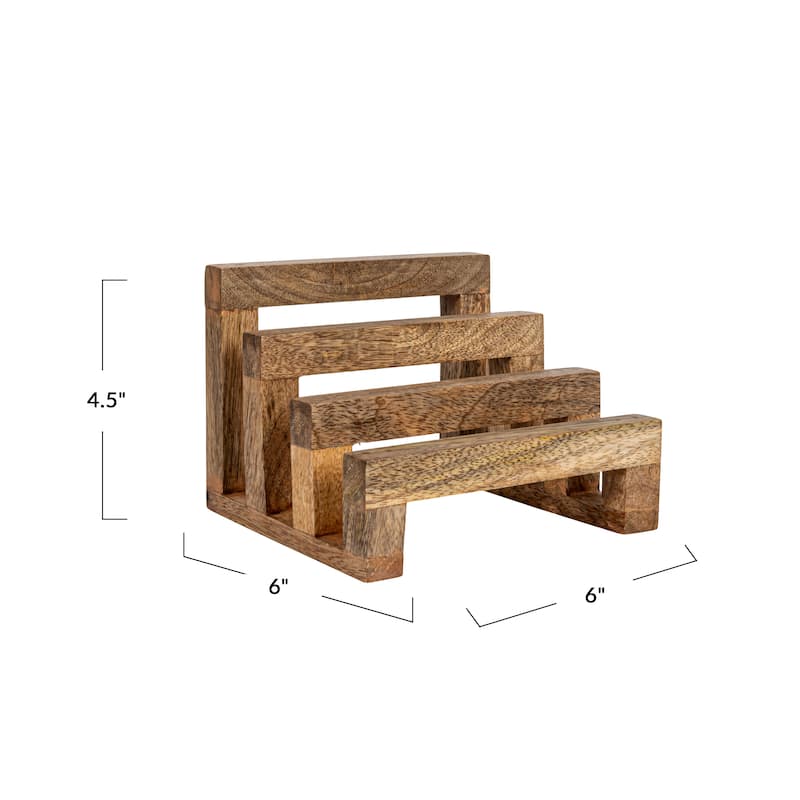 Mango Wood Cutting Board Stand with 3 Sections - 6.0"L x 6.0"W x 4.5"H