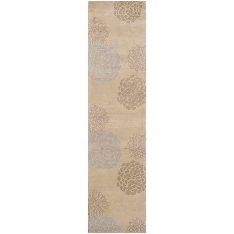 SAFAVIEH Handmade Soho Stephani Floral Vines N.Z. Wool Rug - 2'6" x 14' Runner - Beige/Multi