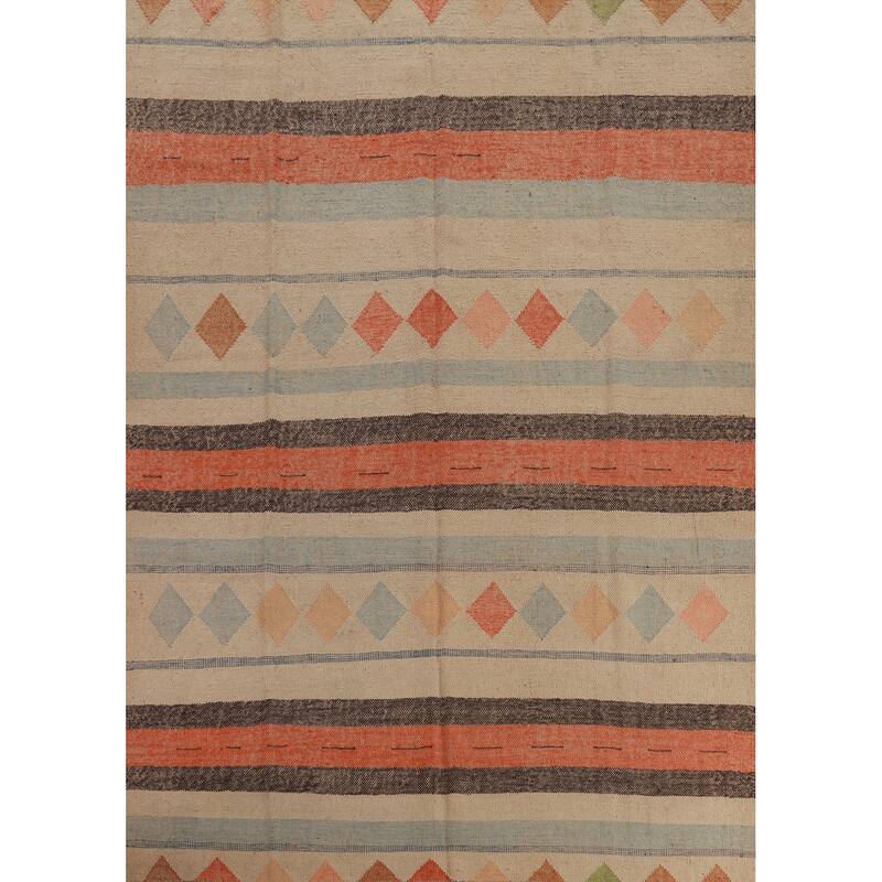 Hand Woven Oriental 100% Jute Carpet Southwestern Modern Multi-Colored Kilim Area Rug - 10' 5'' X 8' 3''