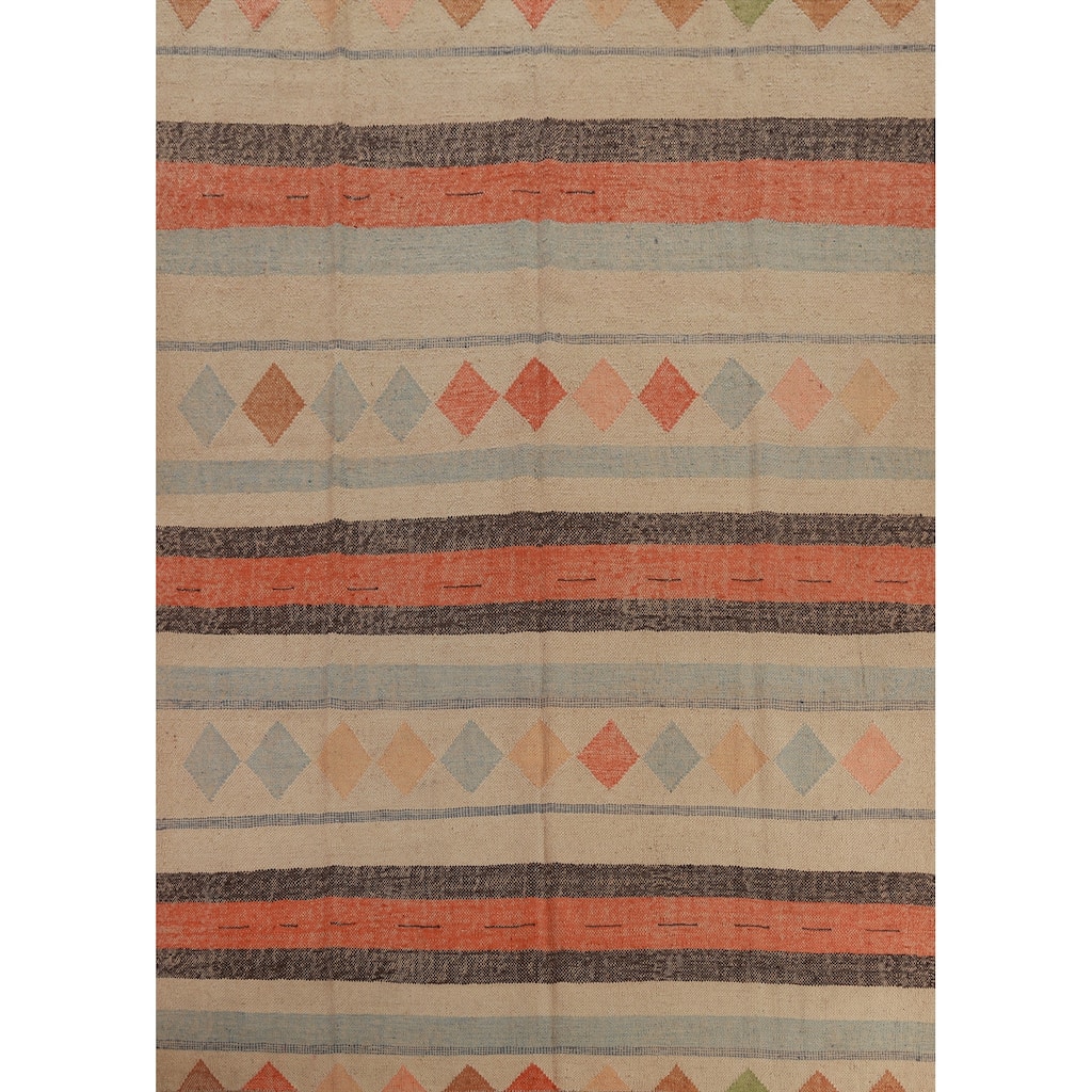 Hand Woven Oriental 100% Jute Carpet Southwestern Modern Multi-Colored Kilim Area Rug - 10' 5'' X 8' 3''