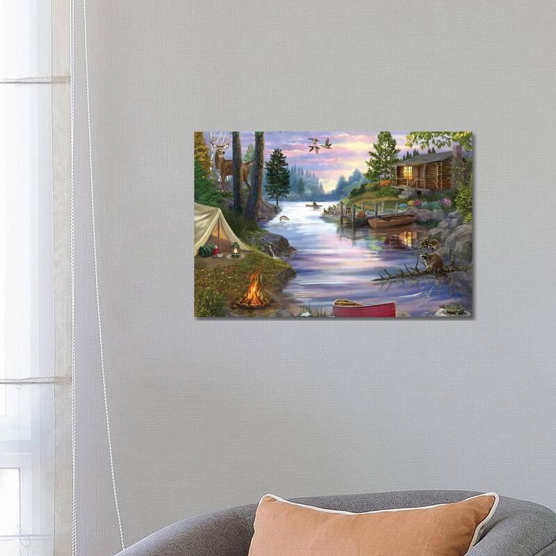 iCanvas "Cabin Lake" by Bigelow Illustrations Canvas Print - 18x26x1.5