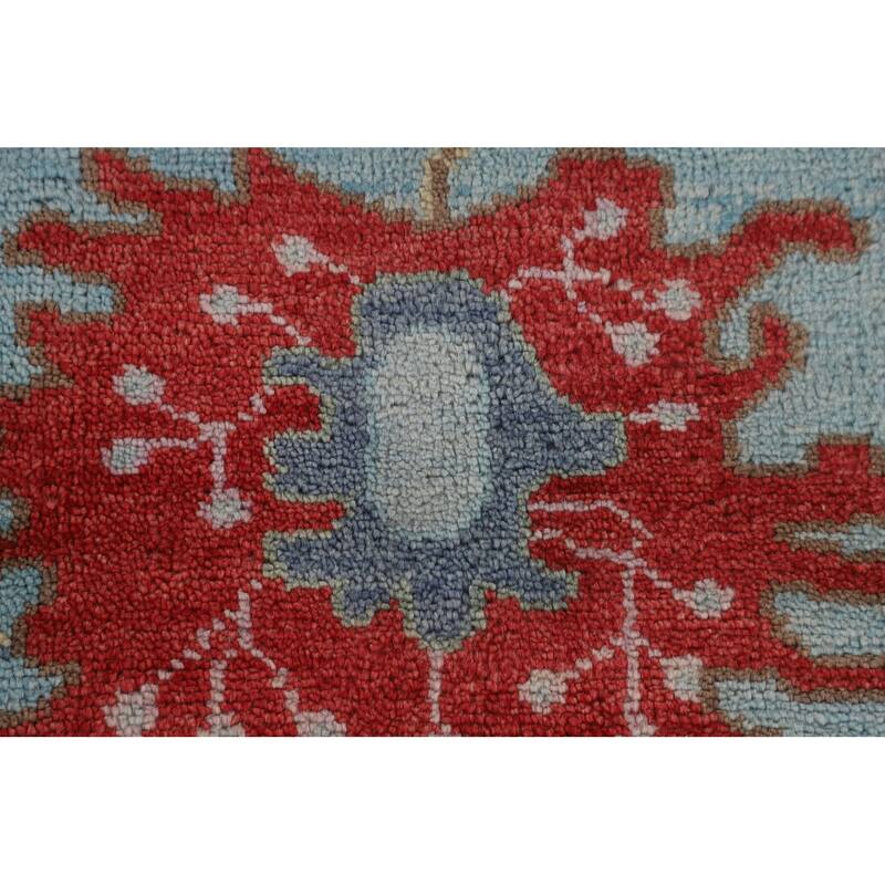 Light Blue Oushak Area Rug Handmade Wool Carpet - 9'0" x 11'9"