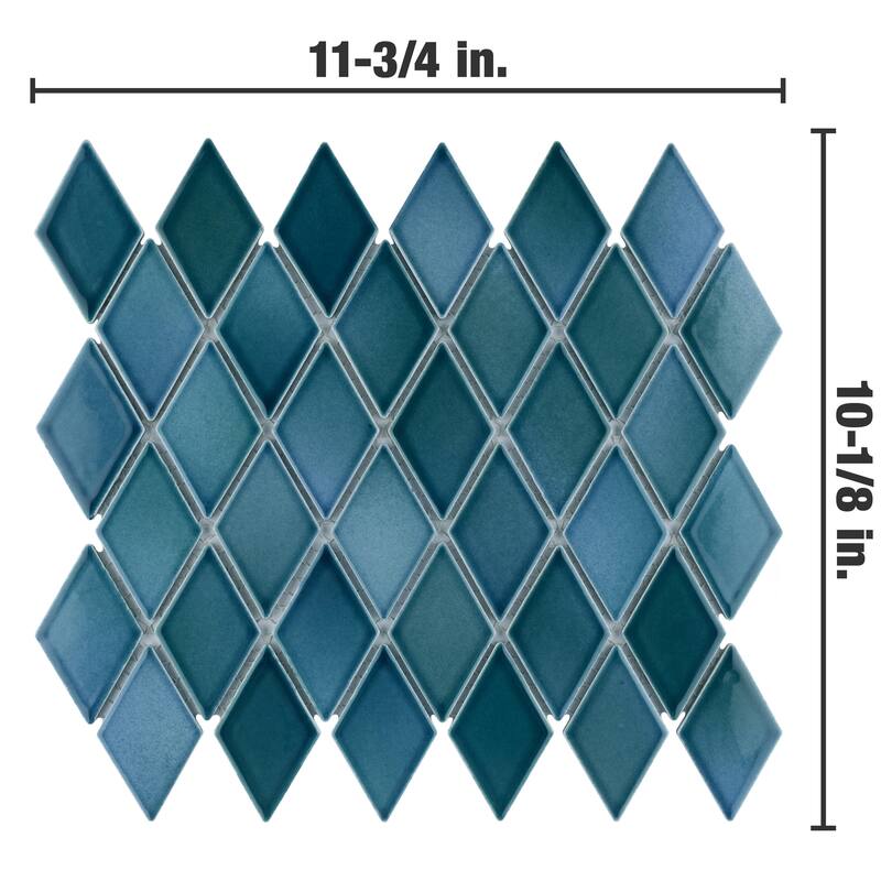Merola Tile Hudson Kite Aquamarine 10-1/8" x 11-3/4" Porcelain Mosaic Floor and Wall Tile