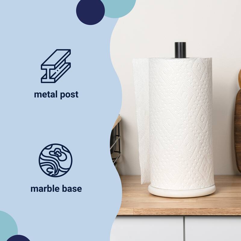 happimess, Avery Metal with Non Slip Weighted Marble Base Paper Towel Holder