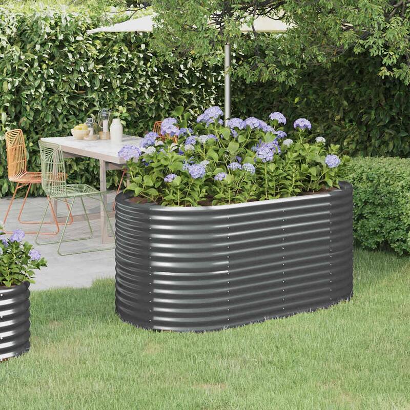 vidaXL Raised Garden Bed Raised Flower Bed Galvanized Steel Outdoor Planter - 59.8"x31.5"x26.8" - Anthracite