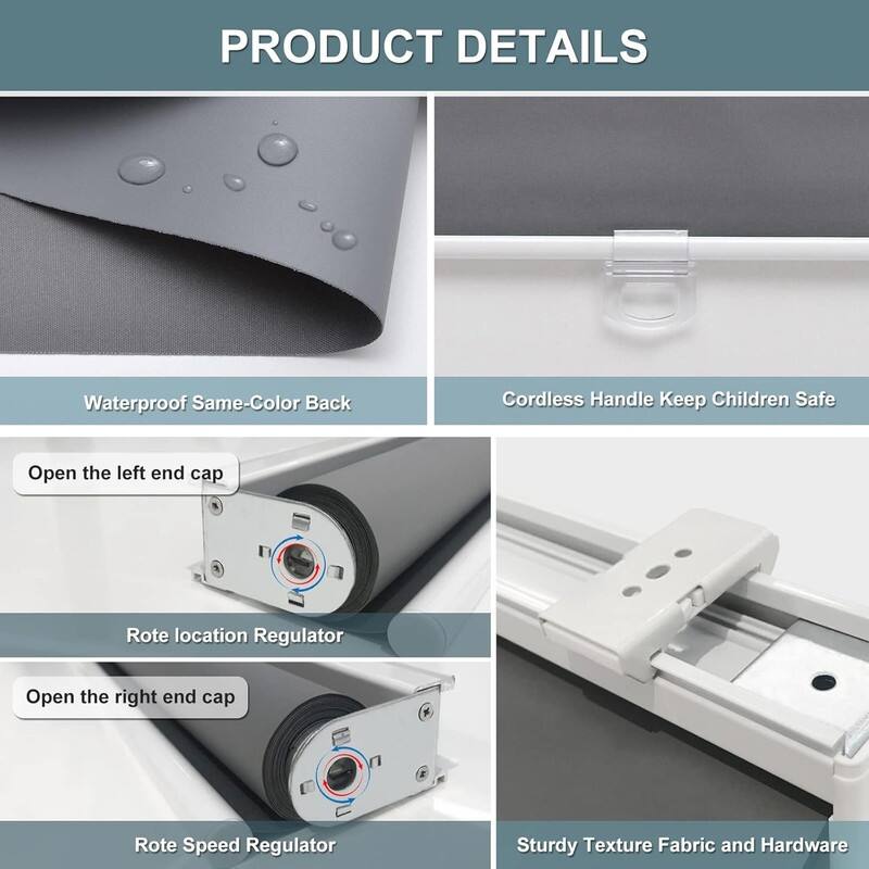 Cordless Roller Shades Blackout Blinds for Darkening Rolled Up Shades - 72"L x 34"W