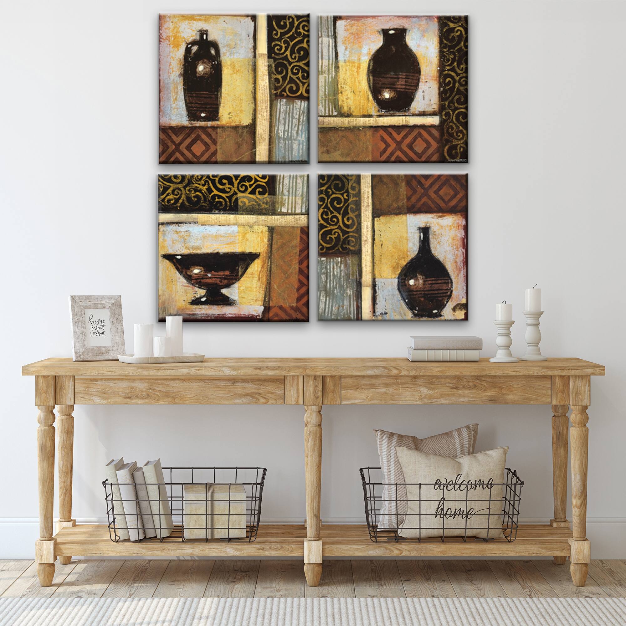 Ancient Urn IIV' 4 Piece Wrapped Canvas Wall Art Set by Norman Wyatt