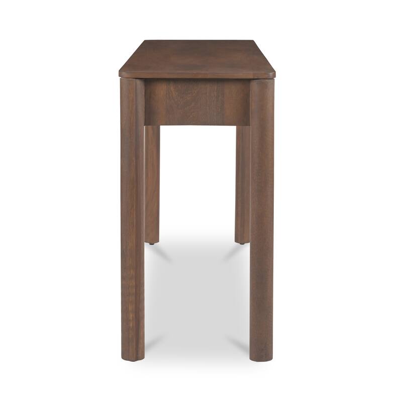 NADAAL STUDIOS Thalen Console Table, Rectangular Mango Wood Top with 2 Drawers and Round Legs, Vintage Brown