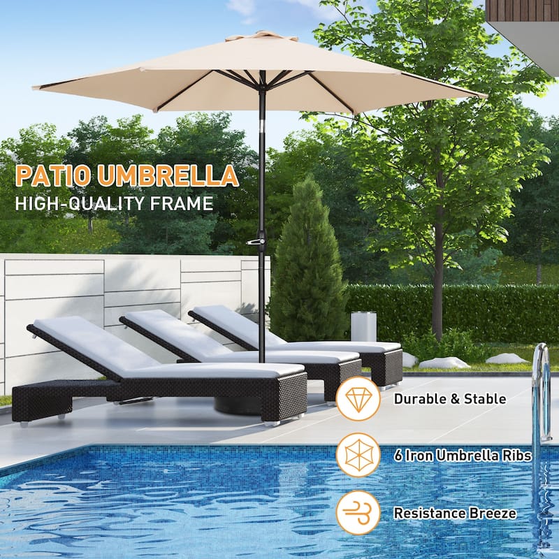 9FT Patio Umbrella with Base Included Outdoor Umbrella with Tilt and Crank