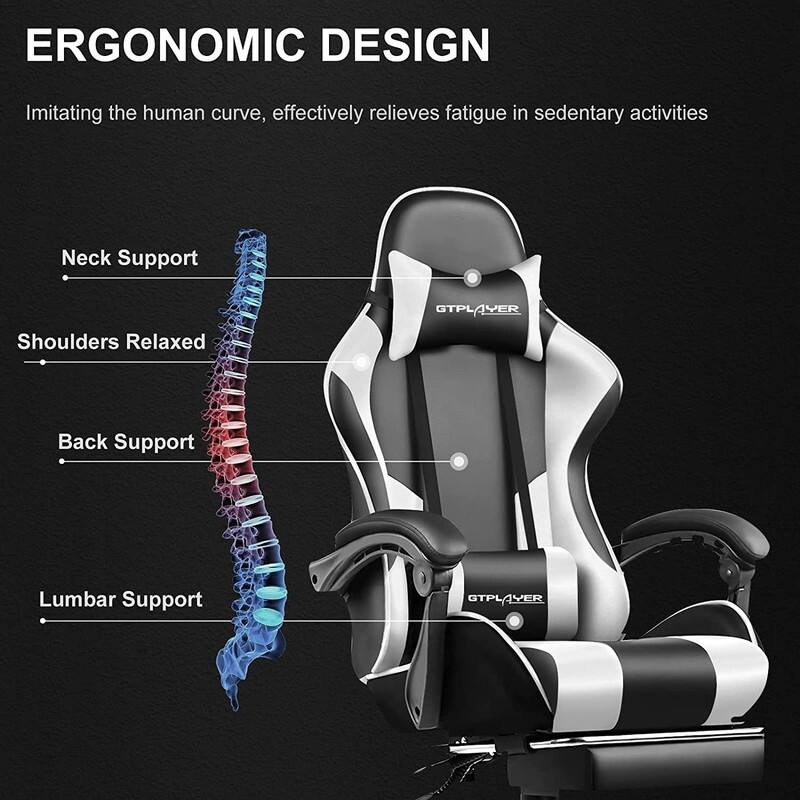 Lucklife Gaming Chair Computer Chair with Footrest and Lumbar Support for Office or Gaming