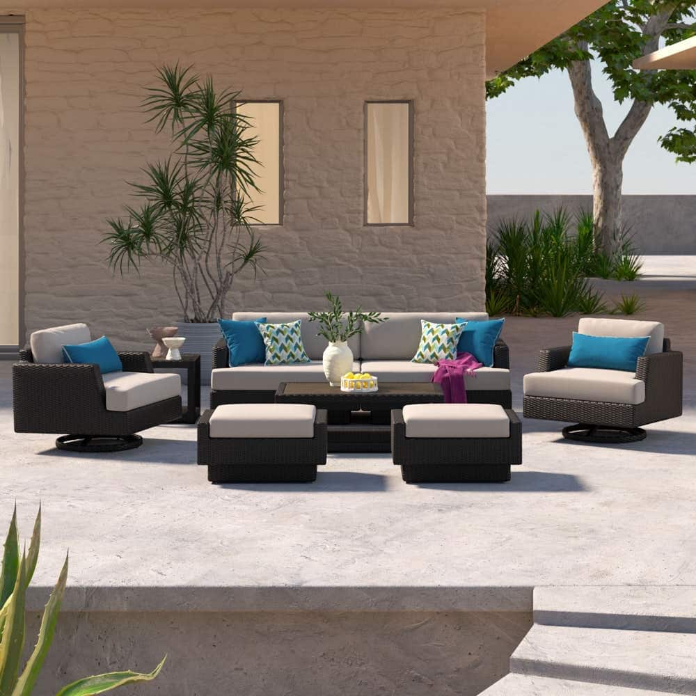 Portofino Comfort 7 Piece Sunbrella Outdoor Patio Motion Seating Set